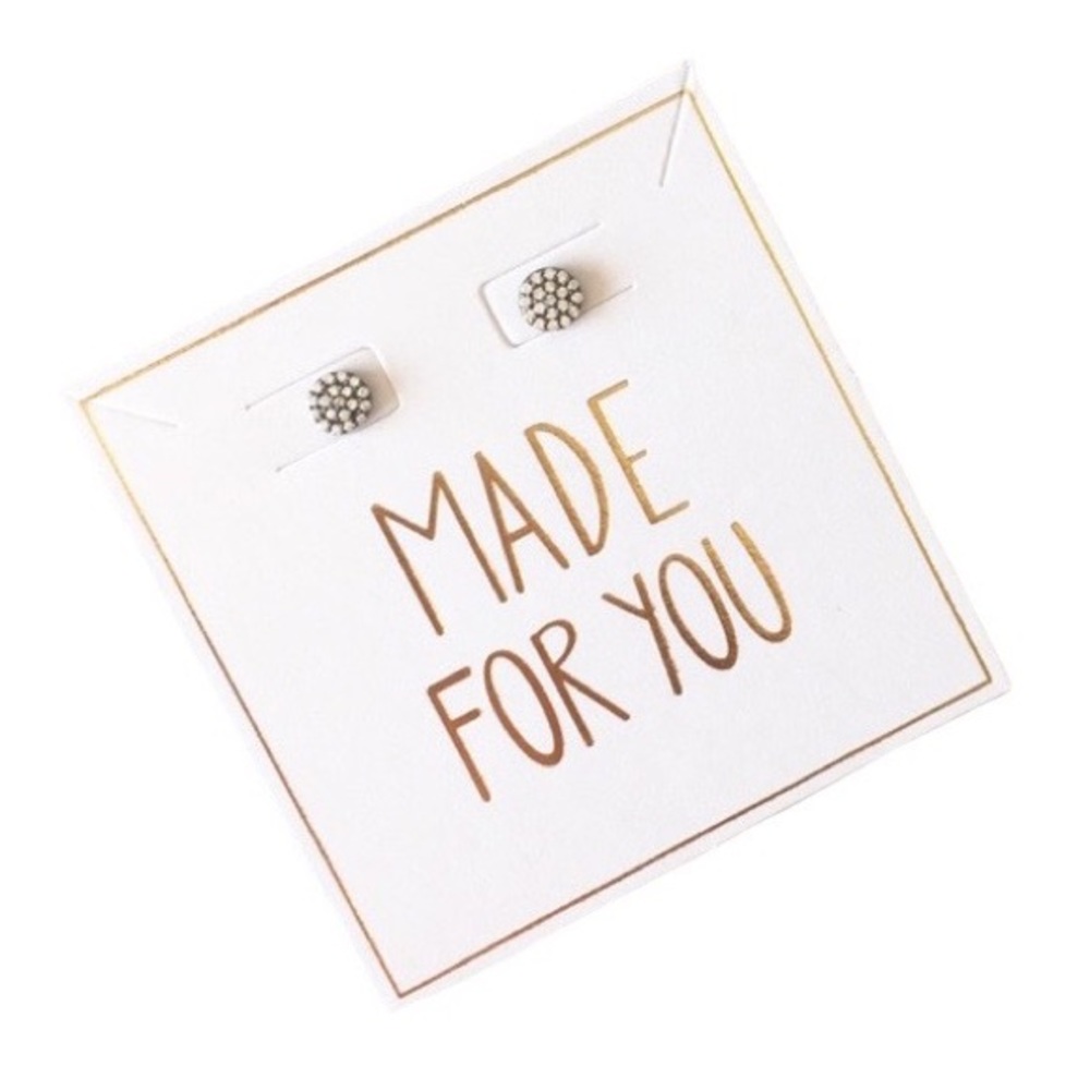 new Pave CZ Cubic Zirconia Studs ✦ Rhodium Plated Sterling Silver ✦ .925 SS ✦ - Picture 8 of 16